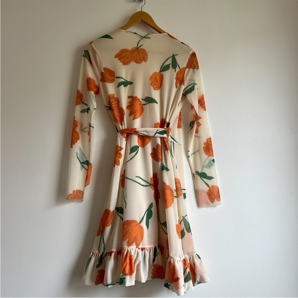 Ganni Tilden Mesh Wrap Dress in Vanilla Ice - Picture 9 of 16